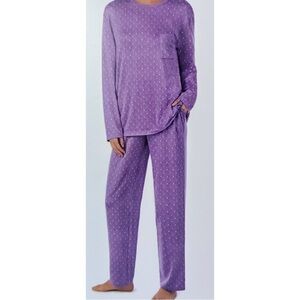 Women’s Pajama Set Purple Polka Dots Top and PantsLong Sleeve Winter Warm
